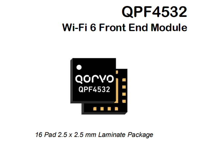 Qorvo QPF4532 Integrated Front-End Module for Wi-Fi 6 Design